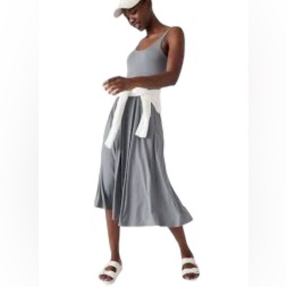Athleta Santorini Midi Heather Gray Soft Knit Dress XS Summer Stretch Casual - Picture 1 of 10